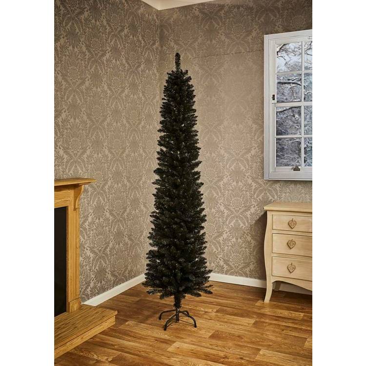 Premier Decorations 7ft Pencil Pine Christmas Tree - Black 0
