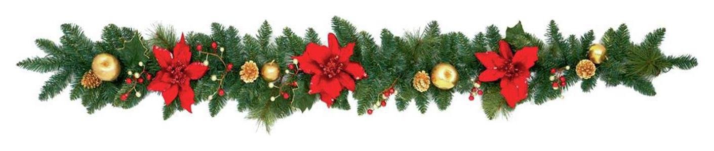 Poinsetta Garland - Red and Gold.
