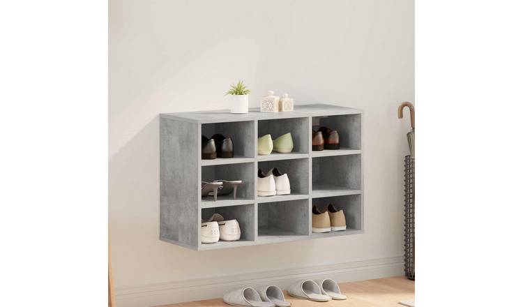 Walplus Engineered Wood Shoe Cabinet - Concrete Grey - 77.5 x 30 x 51 cm