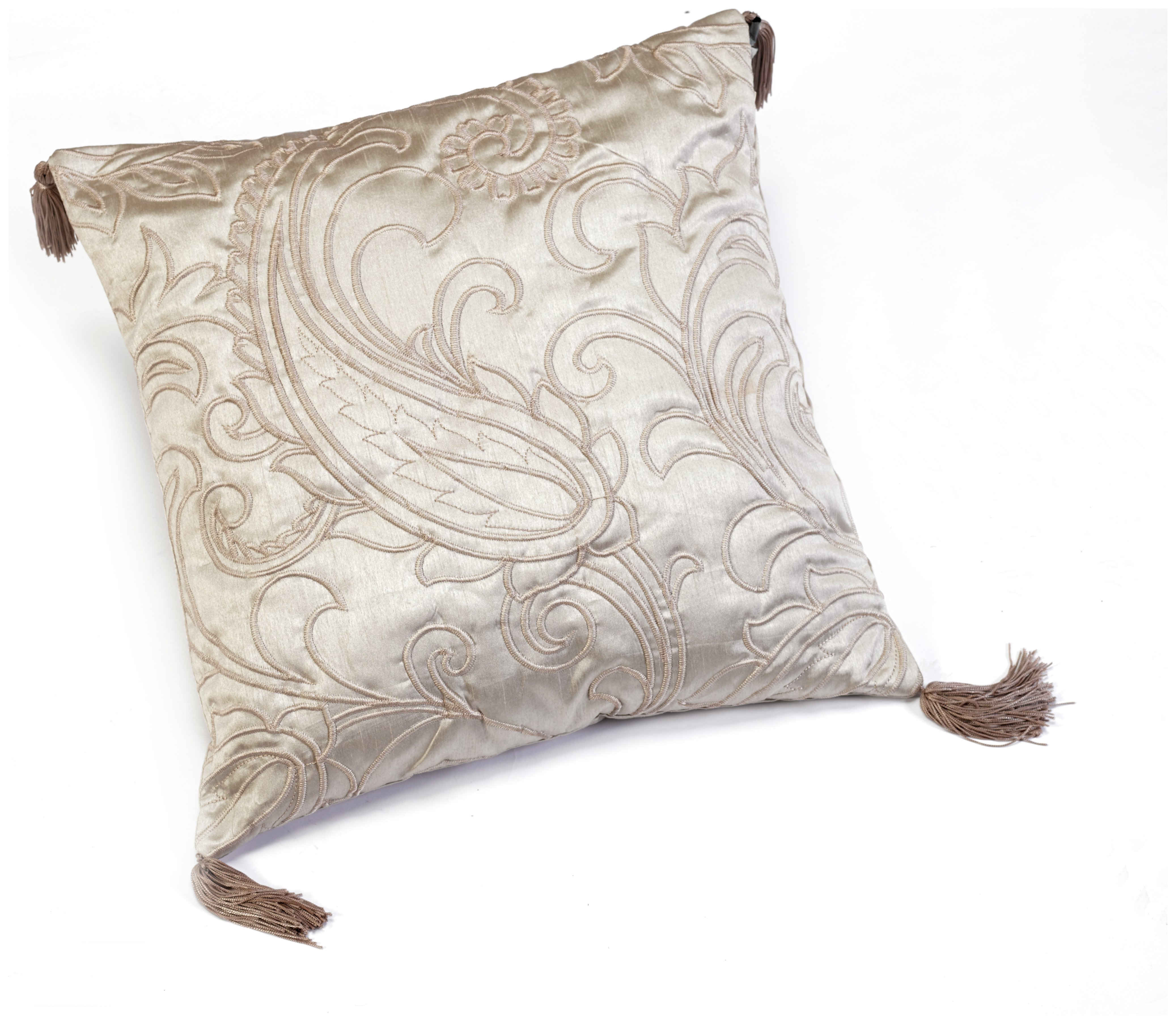 Julian Charles Paisley Square Cushion - Natural.