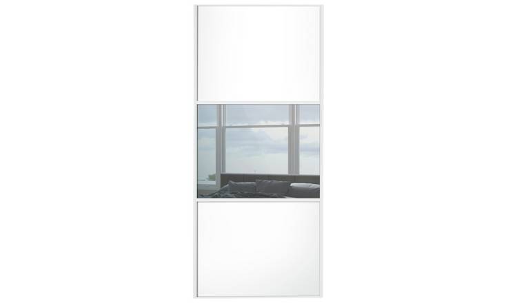 Sliding Wardrobe Door W914mm 3 Panel White & Mirror