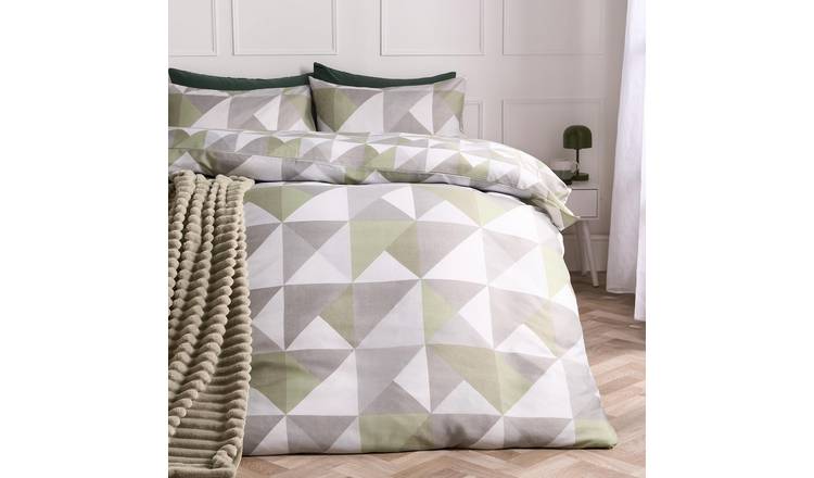 OHS Geo Duvet Cover Set Sage - Double