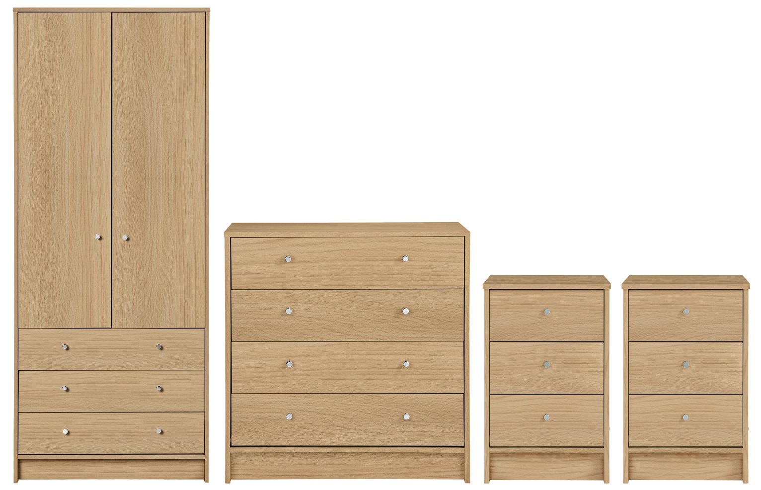 Argos Home Malibu 4 Piece 2 Door Wardrobe Set - Beech Effect