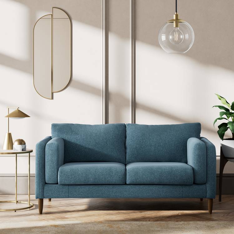 Habitat Newington Fabric 2 Seater Sofa - Blue - Dark Leg 0