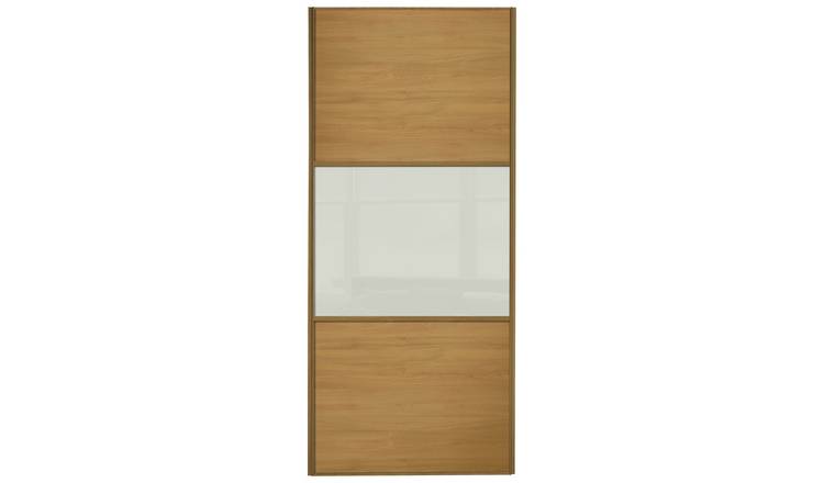 Buy Sliding Wardrobe Door W914mm 3 Panel Oak Soft White Glass Sliding Wardrobes Argos