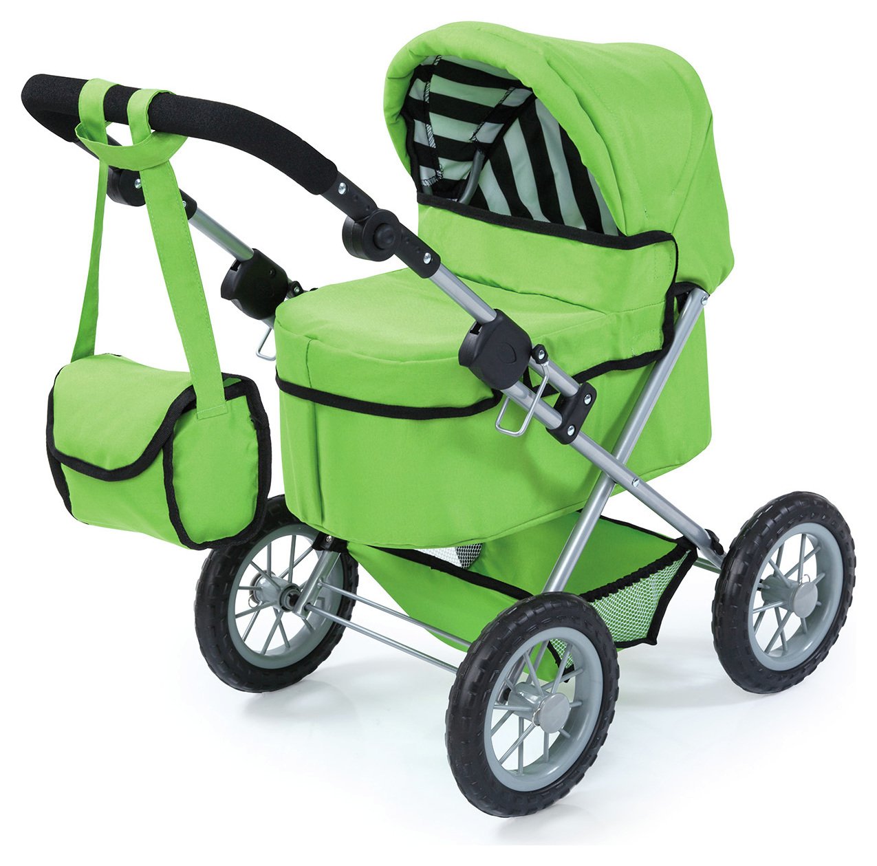 green dolls pram