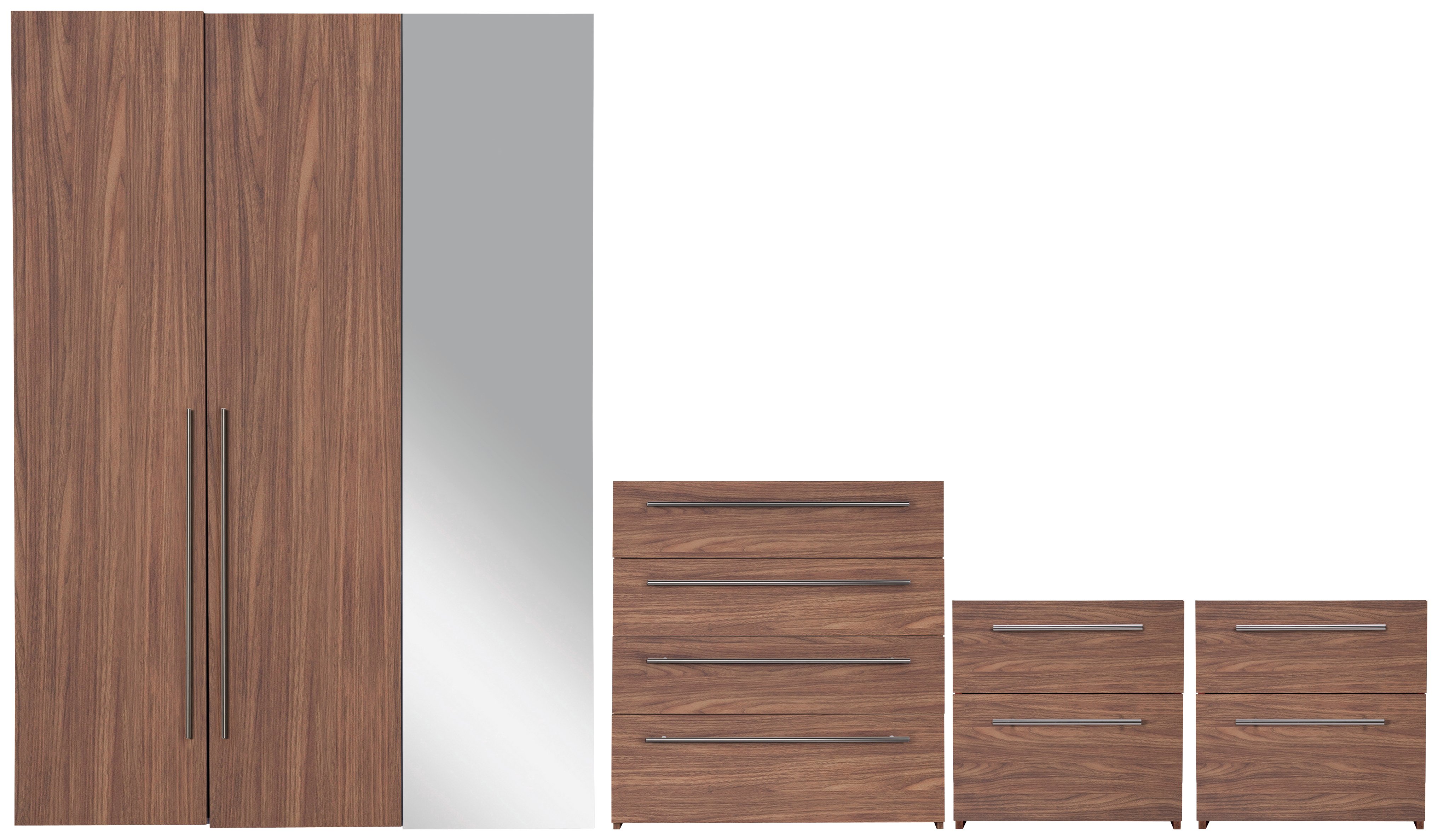 Argos Home Atlas 4 Piece 3 Door Wardrobe Set - Walnut Effect