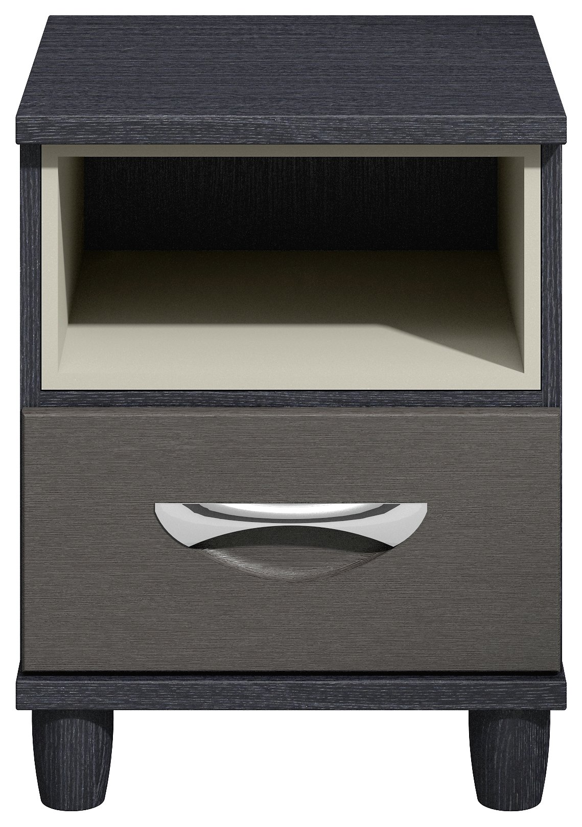 Myra 1 Drawer Bedside Chest - Black Oak Effect