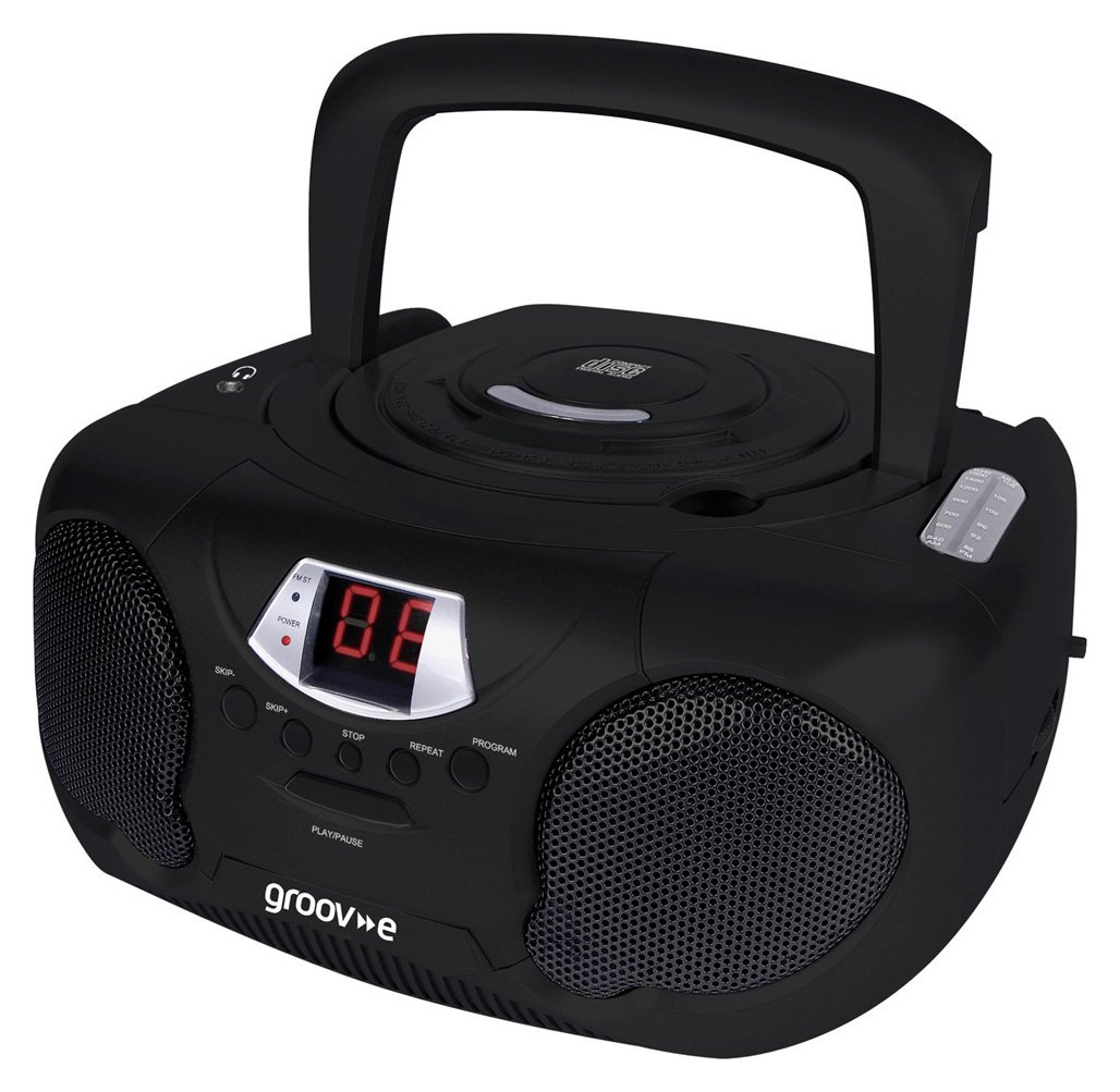 Groov-e GVPS713/BK Boombox CD Player with Radio - Black
