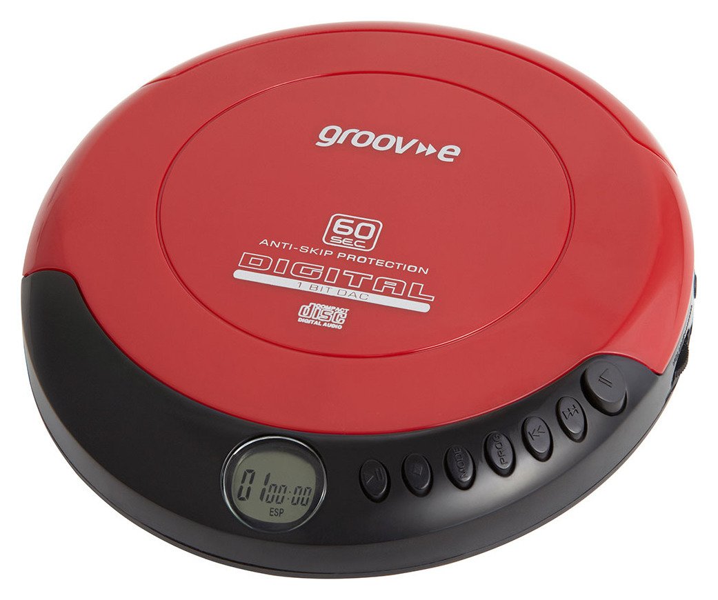 Groov-e GVPS110/RD Retro Personal CD Player - Red