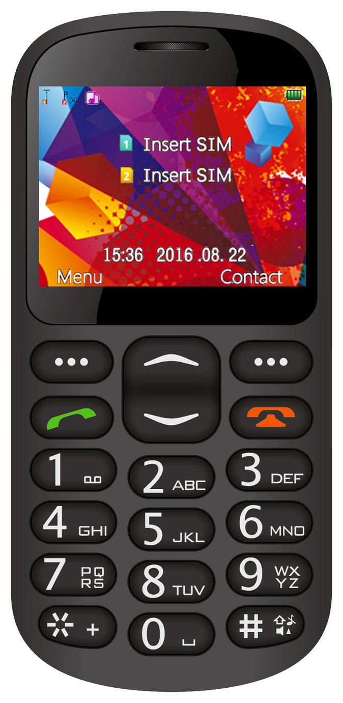 SIM Free Alba Big Button Mobile Phone - Black