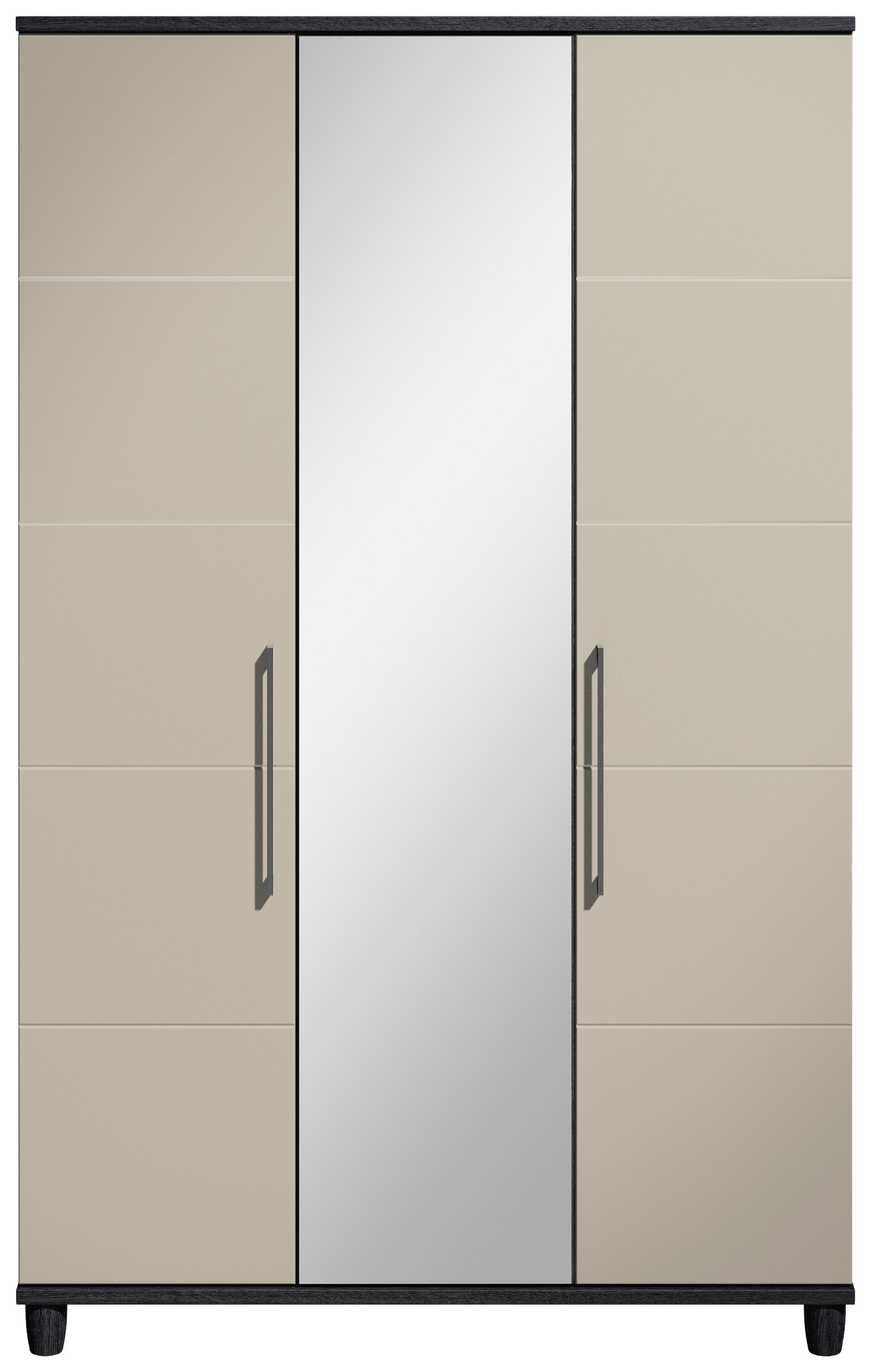 Dulcie 3 Door Mirrored Wardrobe - Black and Grey Gloss