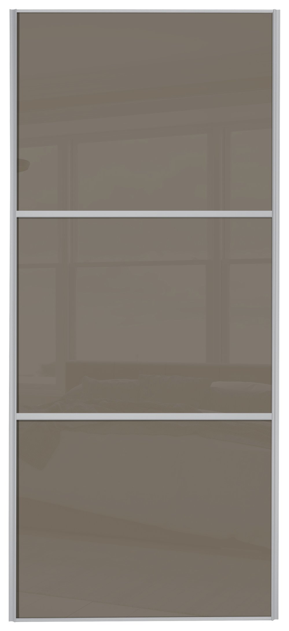 Sliding Wardrobe Door W762mm 3 Panel Cappuccino Glass