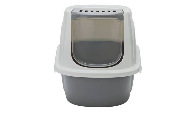 Litter box with store hood