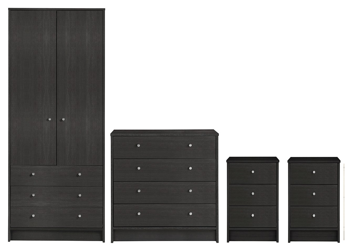 Argos Home Malibu 4 Piece Wardrobe Set - Black Oak Effect