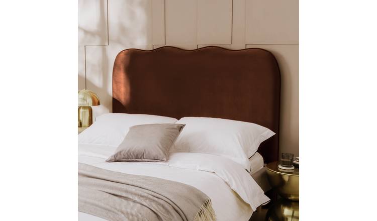 Habitat Onda Velvet Double Headboard - Rust