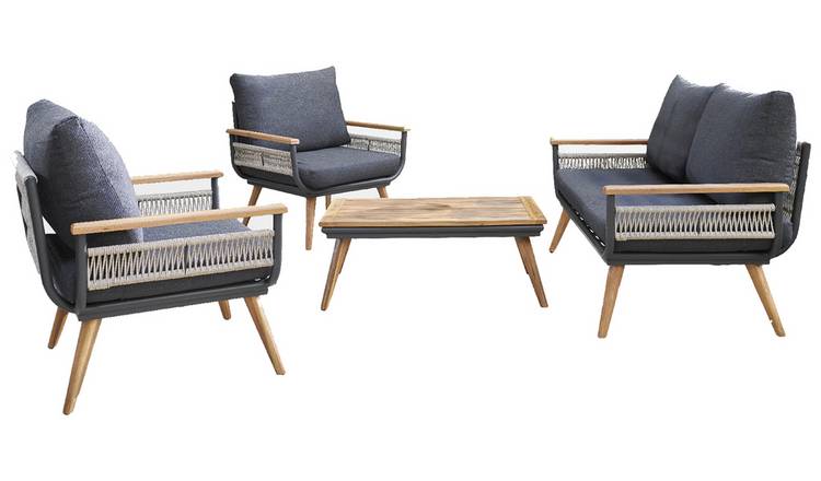 Norfolk Leisure Kimoro 4 Seater Metal Garden Sofa Set - Grey
