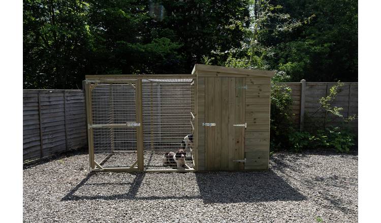 Buy Forest Garden Wooden Dog Kennel with Run Dog crates and cages Argos