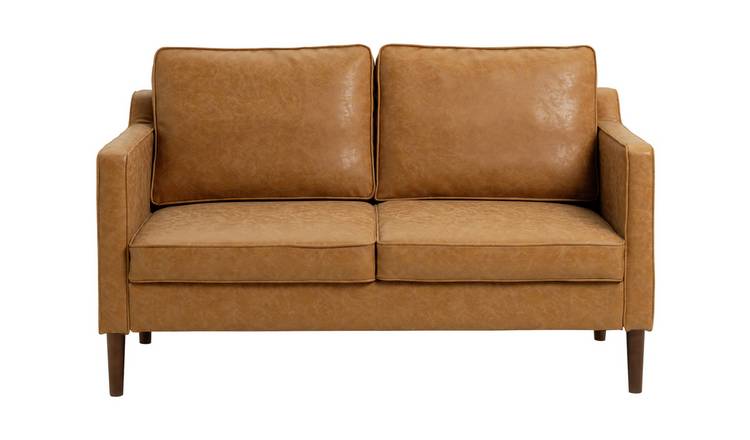 Argos Home Knox Leather 2 Seater Sofa - Tan