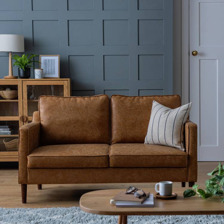 Argos Home Knox Leather 2 Seater Sofa - Tan 0