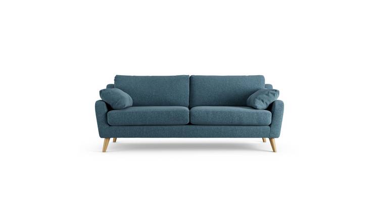Habitat Ivor Fabric 4 Seater Sofa - Blue - Ash Leg