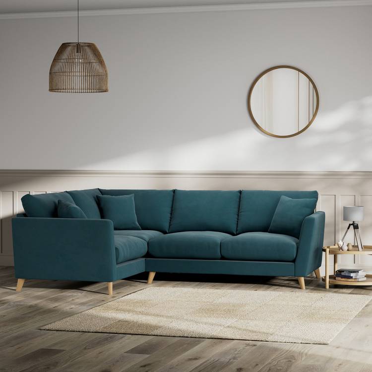 Habitat Lomond Left Hand Corner Sofa - Teal - Dark Leg 0