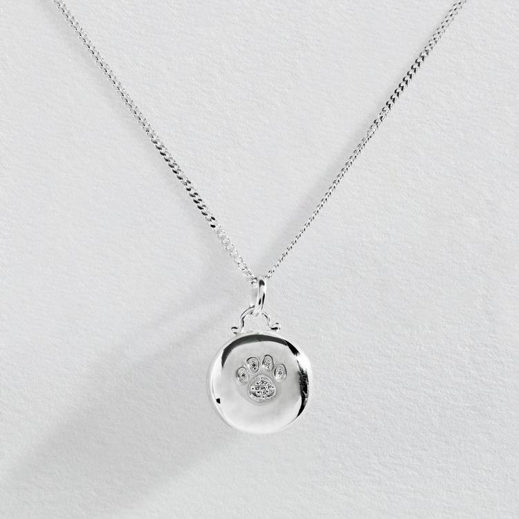 Revere Sterling Silver Pawprint Photo Locket Pendant  0