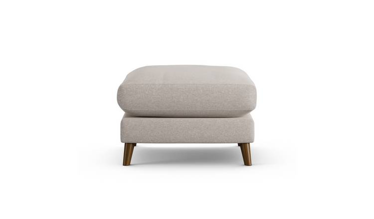 Habitat Lomond Fabric Footstool - Stone - Dark Leg