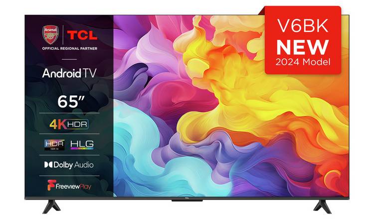 TCL 65 Inch 65V6BK Smart 4K UHD HDR LED Freeview TV