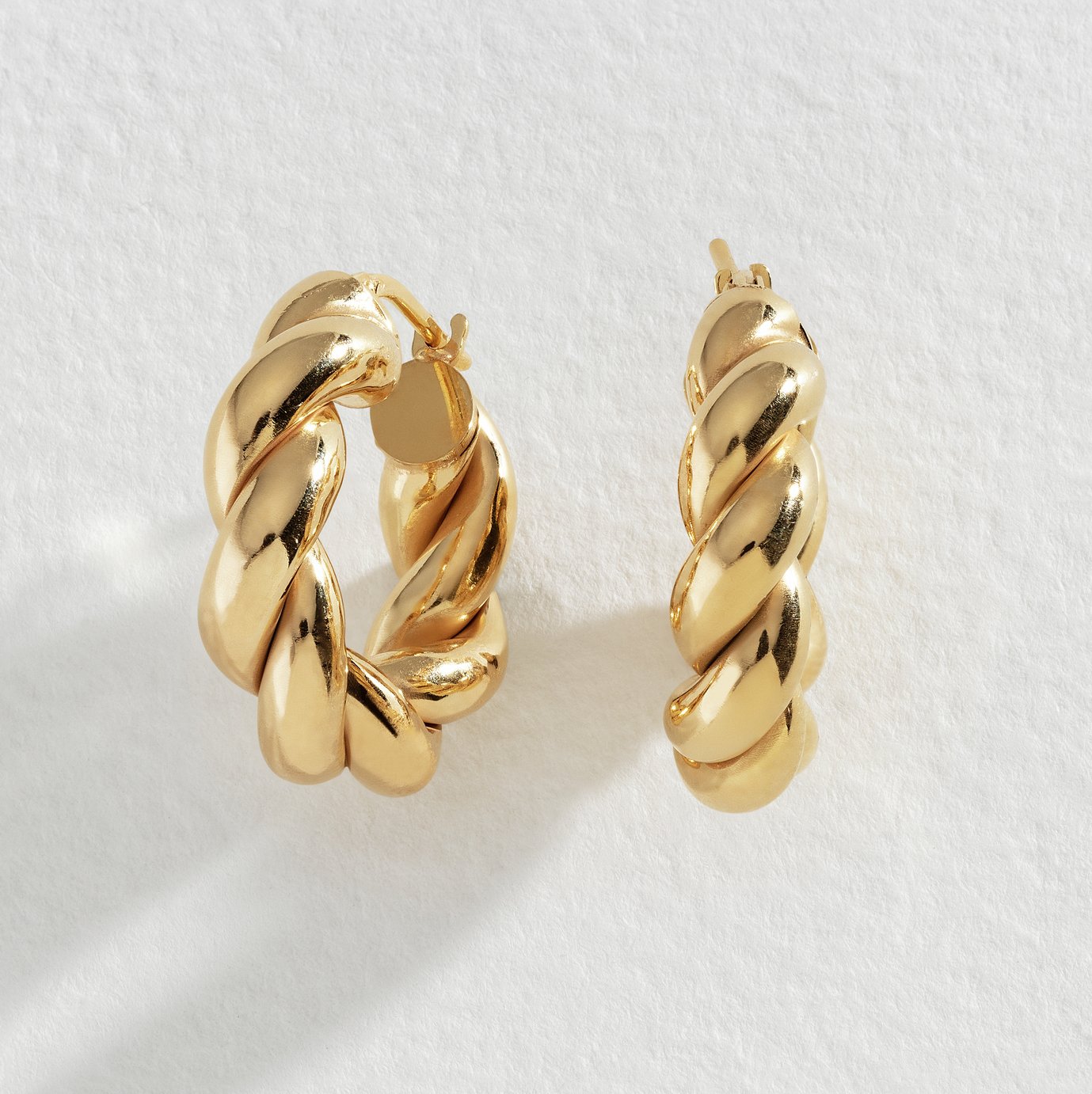 Revere 9ct Gold Plated Silver Twisted Hoop Earrings