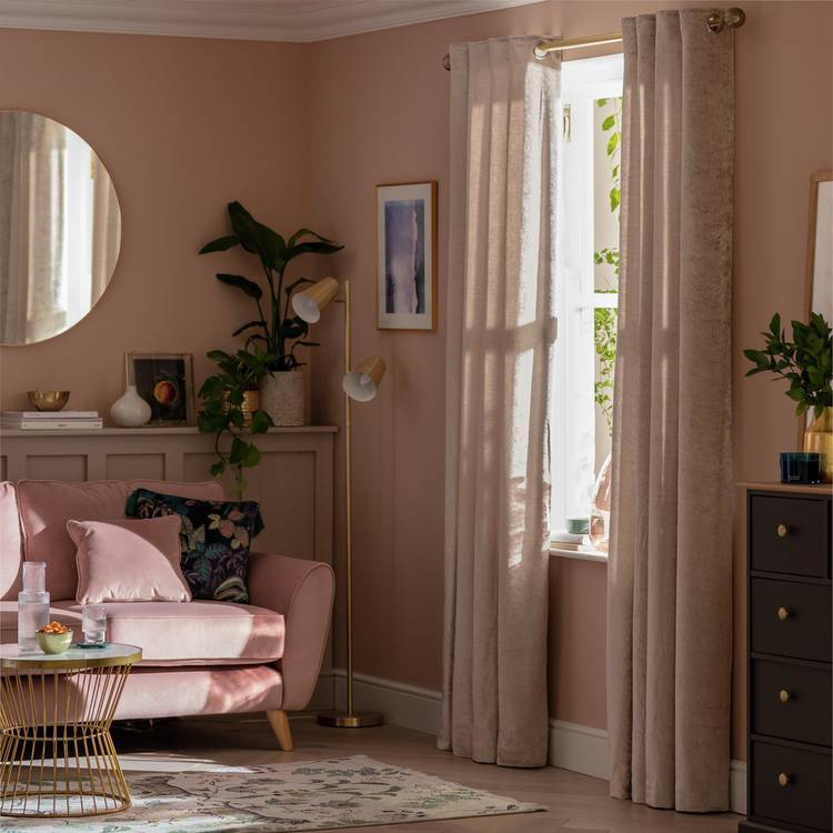 Argos Home Crushed Velvet Lined Eyelet Curtains - Champagne 0