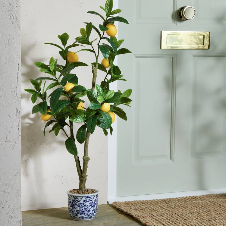 Home 41 inch tall faux lemon tree 0