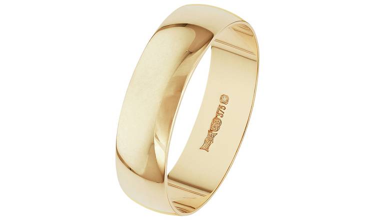 Revere 9ct Gold D-Shape Wedding Ring - 5mm - K