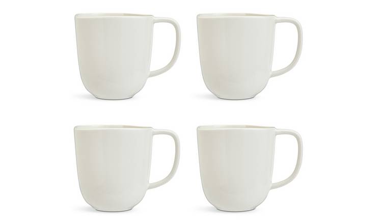 Habitat x Scion Set of 4 Stoneware Mugs - White