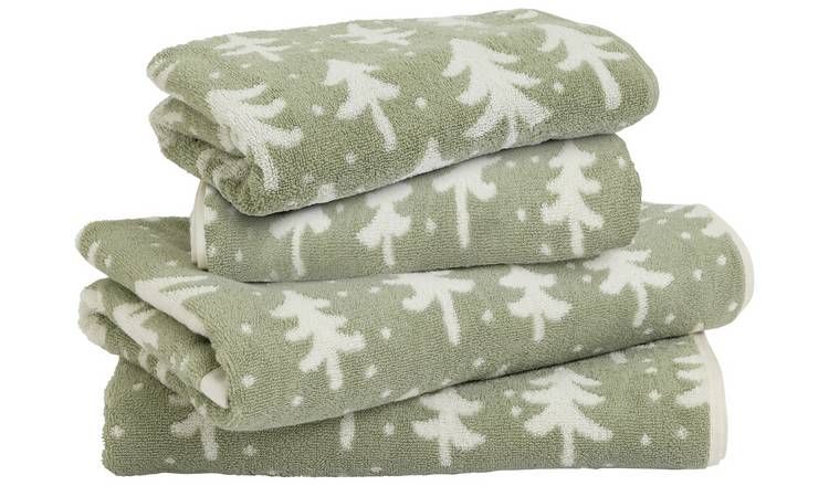 Argos Home Christmas Green Tree Bale Towel - Green