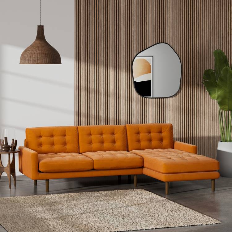 Habitat Fenner Right Hand Corner Sofa - Orange - Dark Leg 0