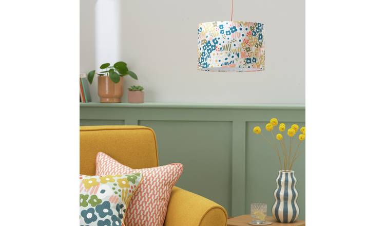 Habitat x Scion Blue Meadow Drum Lampshade - 30cm