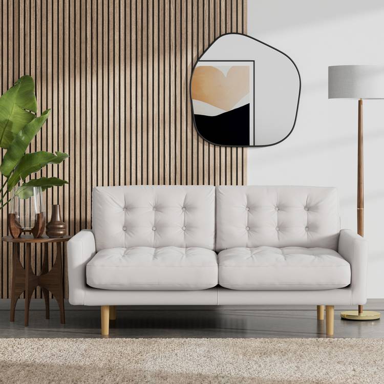Habitat Fenner Fabric 2 Seater Sofa - Natural - Ash Leg 0