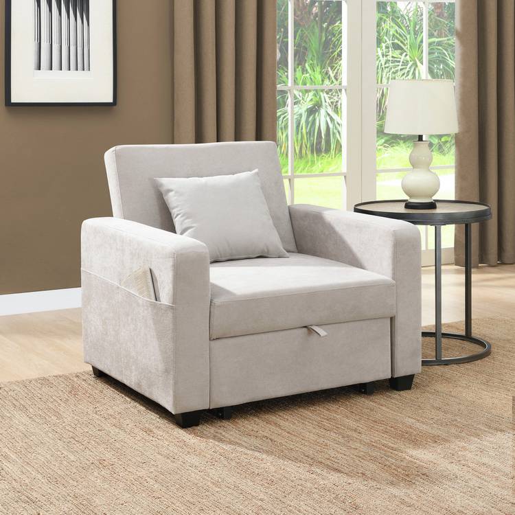 Habitat Reagan Single Fabric Chairbed - Natural 0