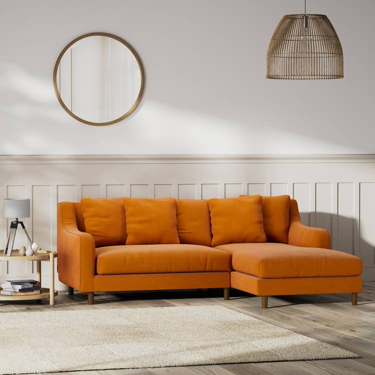 Habitat Swift Right Hand Corner Sofa - Orange -Dark Leg 0