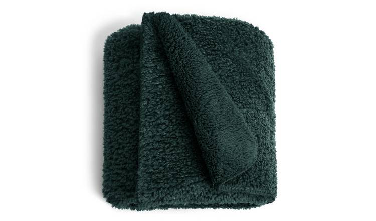 Buy Habitat Faux Shearling Throw - Green - 125X150cm, Blankets and throws