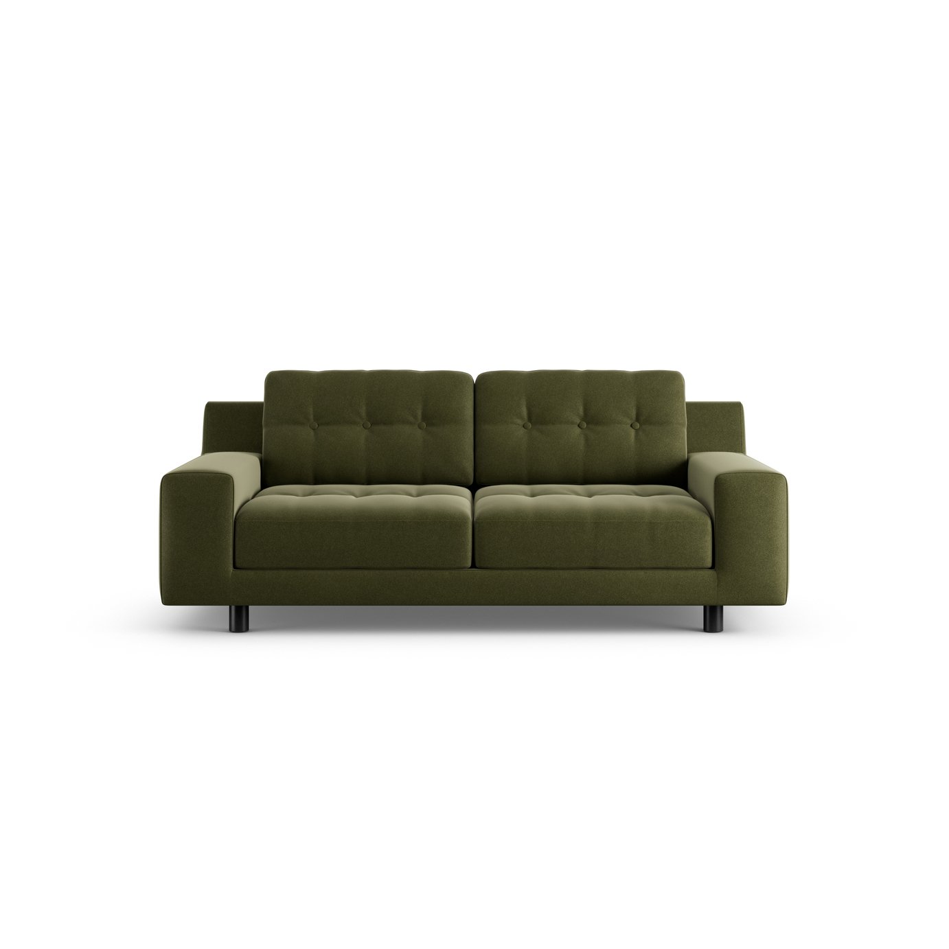 Habitat Hendricks Velvet 2 Seater Sofa - Green - Black Leg