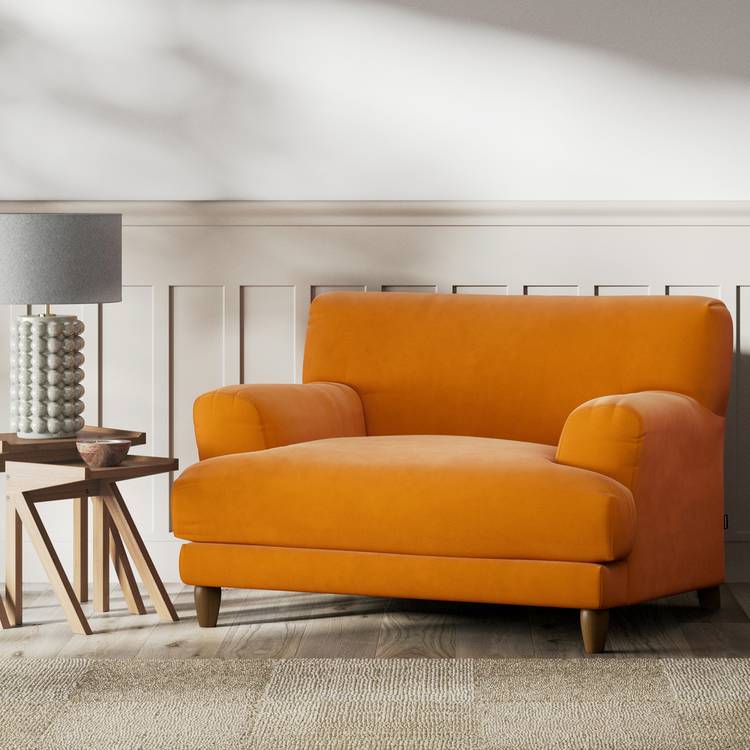 Habitat Askem Fabric Cuddle Chair - Orange - Dark Leg 0