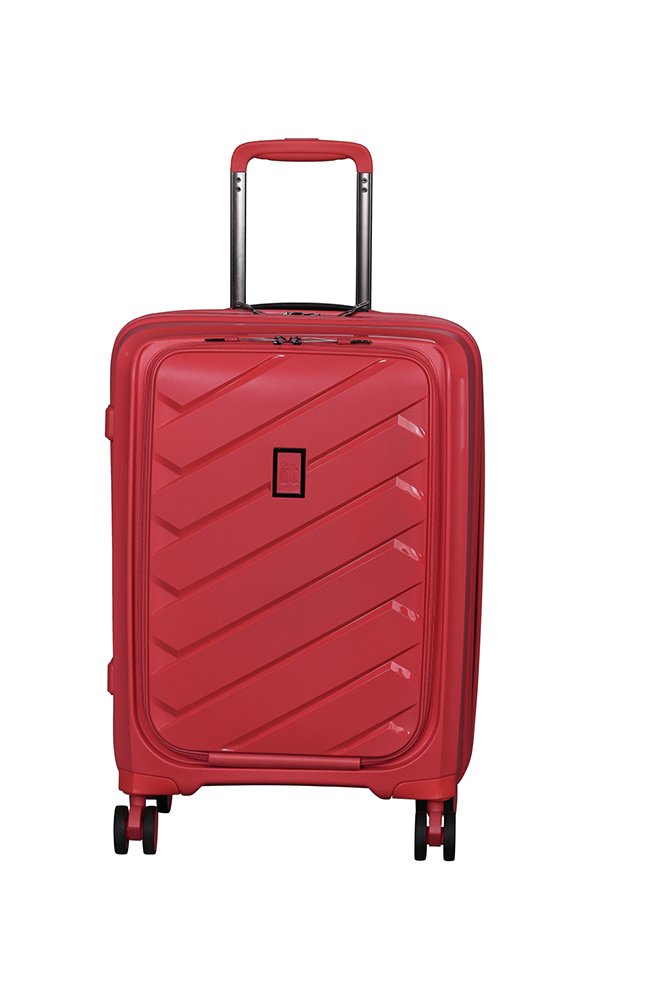 IT Luggage Pocket 8 Wheel Hard Cabin Suitcase - Red