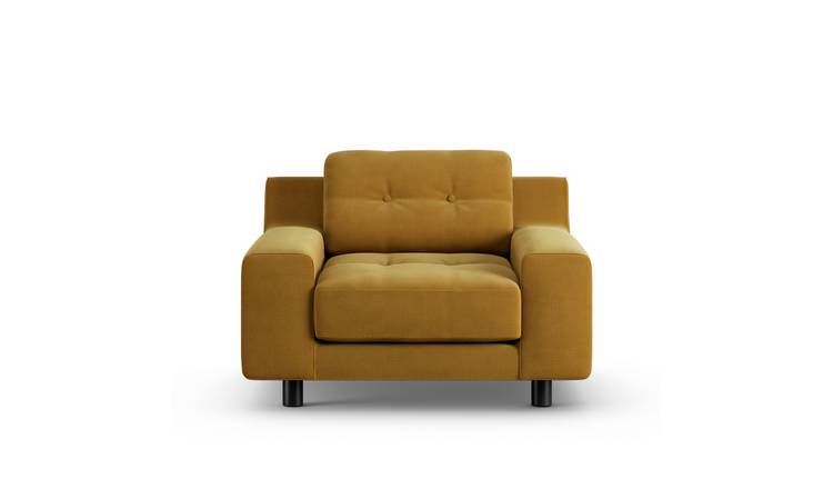 Habitat Hendricks Fabric Arm Chair - Gold - Black Leg
