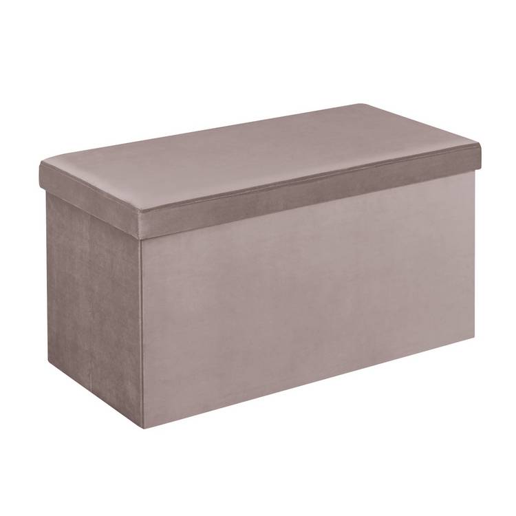 Argos Home Velvet Medium Storage Ottoman - Pink 0