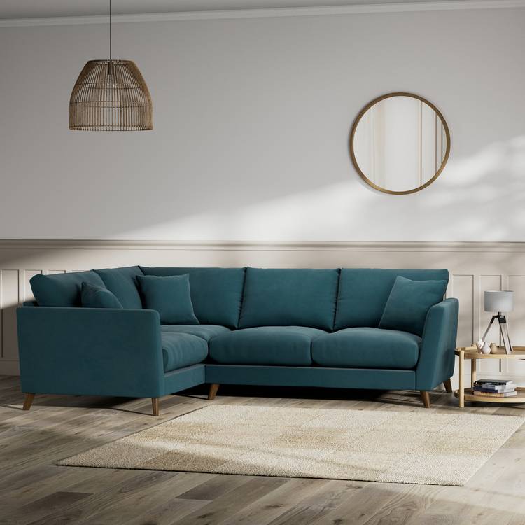 Habitat Lomond Left Hand Corner Sofa - Teal - Dark Leg 0