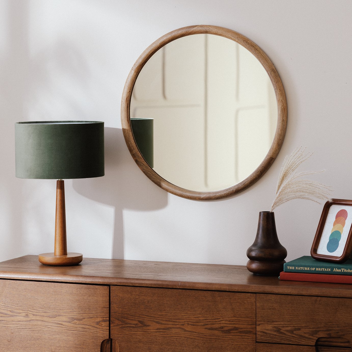 Habitat Mango Wood Round Wall Mirror - 60x60cm