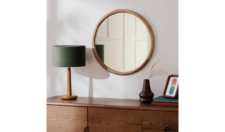 Habitat Mango Wood Round Wall Mirror - 60x60cm