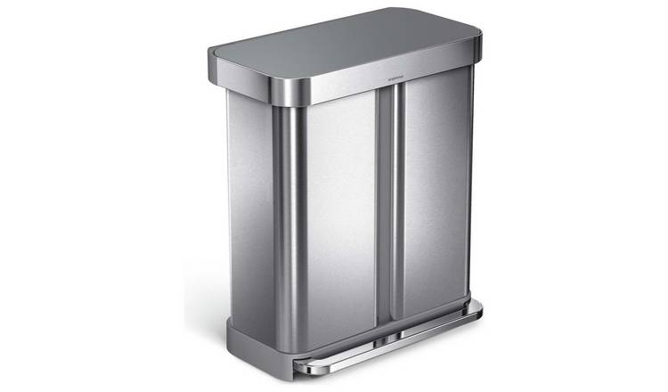 Simplehuman 58 Litre Recycling Pedal Bin - Steel